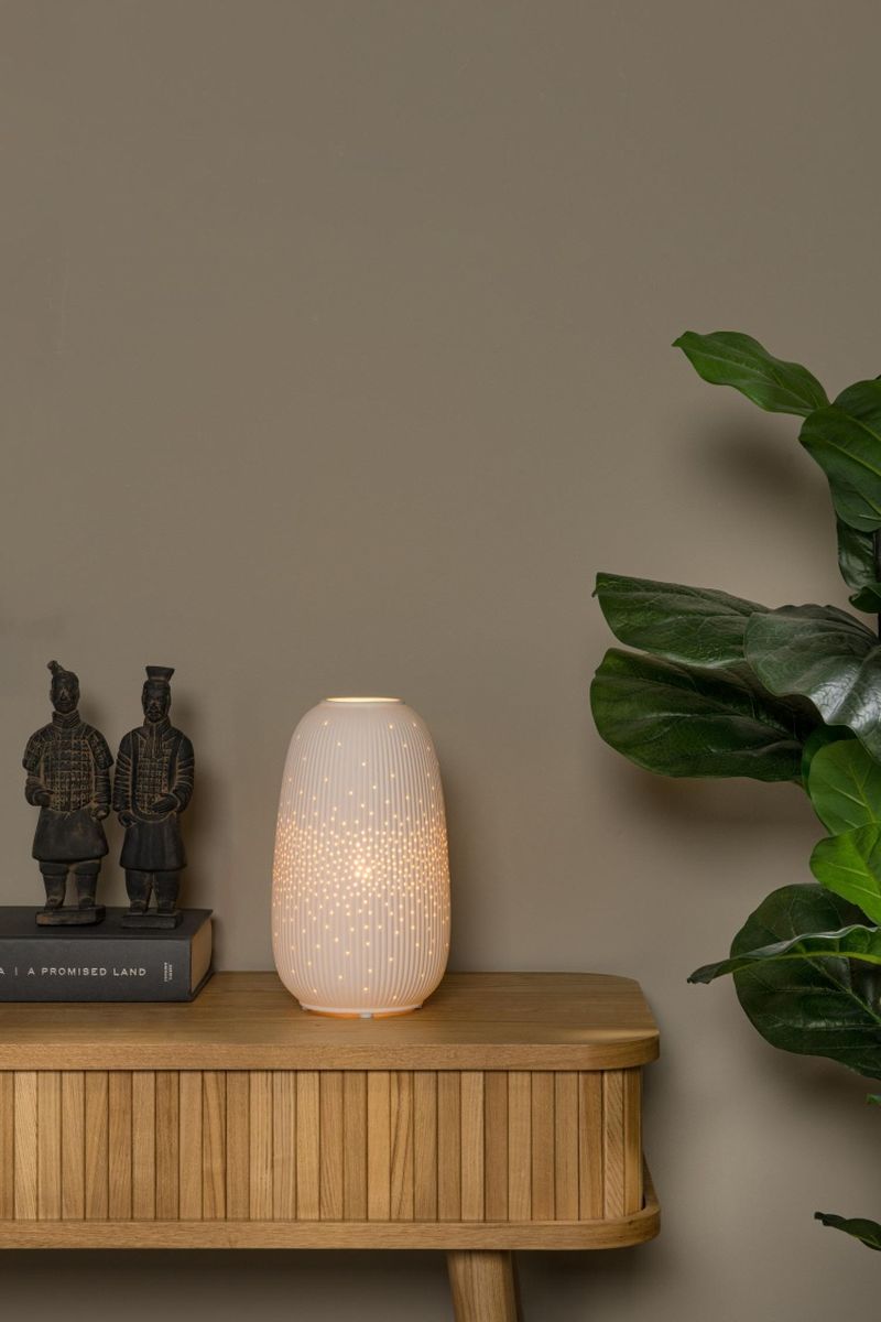 Lucide FLORES - Stolná lampa - Ø 14,1 cm - 1xE14 - Biela